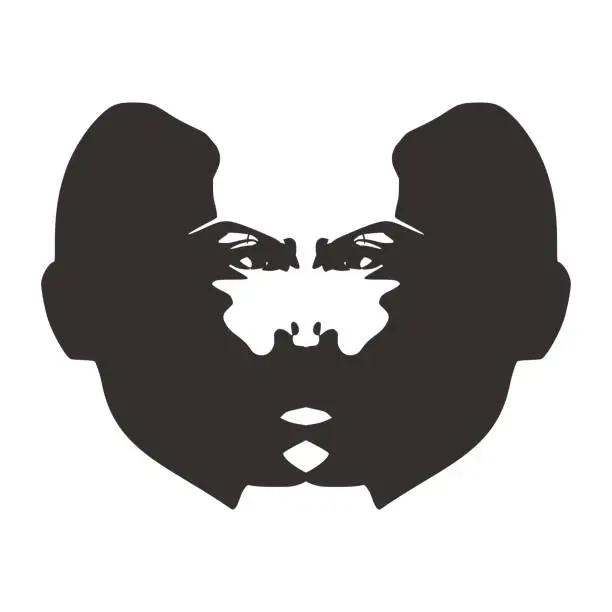 Vector illustration of Silhouettes of two head.