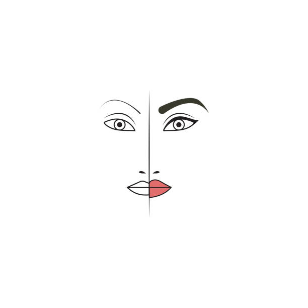 Eyebrow, eye and lip tattoo Eyebrow, eye and lip tattoo before and after. Makeup artist icon, makeup sign. Vector illustration permanent makeup before and after stock illustrations