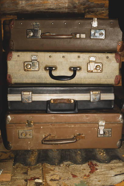 istock Vintage suitcases. classic luggage. old baggage. retro background 1163938985