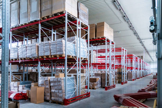 istock storage warehouse and racks on which there are cardboard boxes with finished products 1163939850