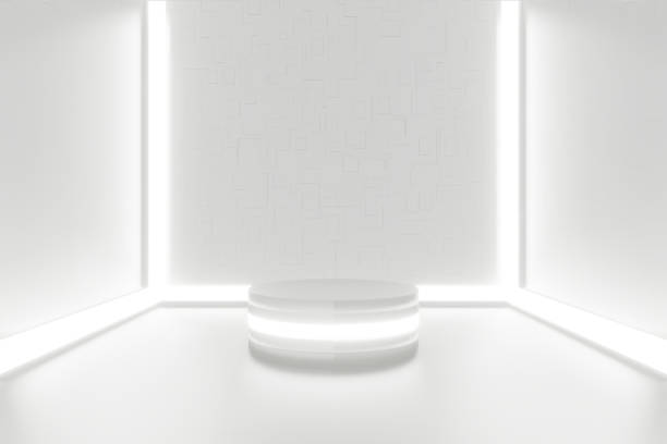 istock Futuristic pedestal for display. Blank podium for product. 3d rendering 1163942776
