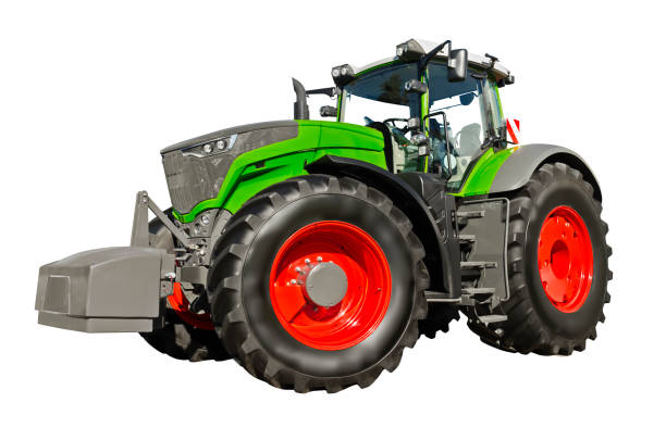 istock Big green agricultural tractor, front view 1163943183
