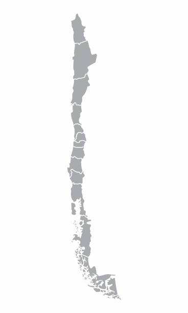 Chile regions map A gray map of Chile regions isolated on white background regions stock illustrations