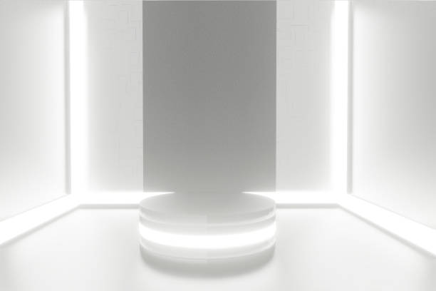 istock Futuristic pedestal for display. Blank podium for product. 3d rendering 1163949243