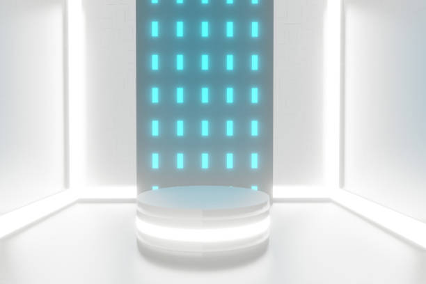 istock Futuristic pedestal for display. Blank podium for product. 3d rendering 1163954014