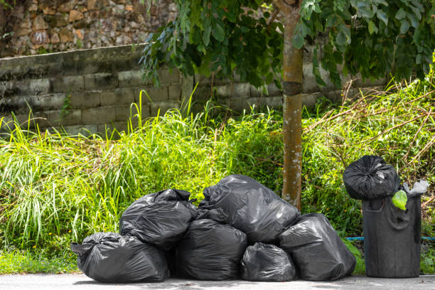 istock Big and many plastic garbage bag on streets with garbage sitting on ground 1163956205