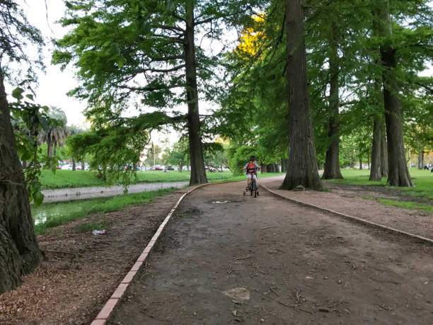istock Boy riding a bicycle in the Prado public park 1163957669