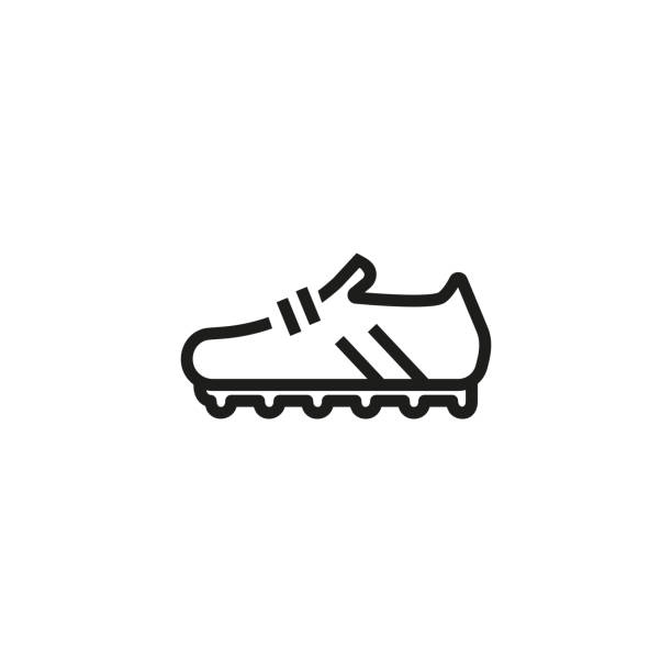 ilustraciones, imágenes clip art, dibujos animados e iconos de stock de icono de línea de zapatos de fútbol - football outline lace vector