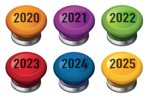 illustrations, cliparts, dessins animés et icônes de les années 2020 à 2025 présentées sur un buzzer - buzzer