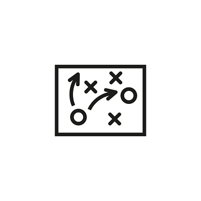 Football tactics line icon. Strategies, game plan, victory, coach. Soccer concept. Vector illustration can be used for topics like sport, entertainment, ball games