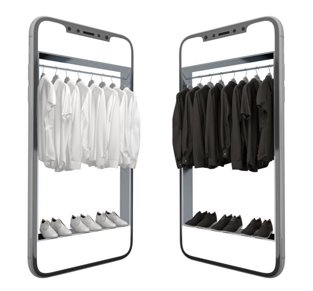 istock concept smartphone with men's shirts and shoes inside 1163961239