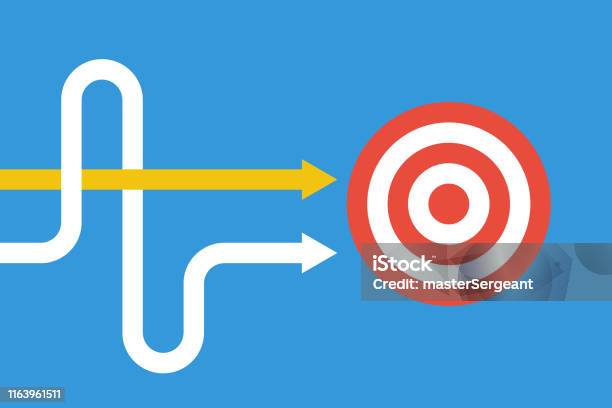 Two Ways To Same Goal One Direct Path Second Intricate Way Stock Illustration - Download Image Now