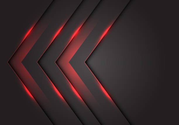 абстрактный красный свет 3d стрелка направлении на темно-серый пустой дизайн пространства современной футуристической технологии фон вект - backgrounds technology abstract red stock illustrations
