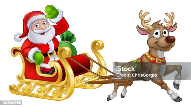 Christmas Reindeer 2018 B402 Converted Stock Illustration - Download Image  Now - Santa Claus, Animal Sleigh, Rudolph The Red-Nosed Reindeer - iStock
