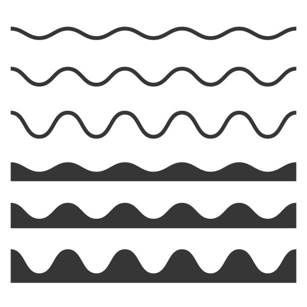 bezszwowe wave i zygzakowaty wzór ustawiony na białym tle. wektor - arc stock illustrations