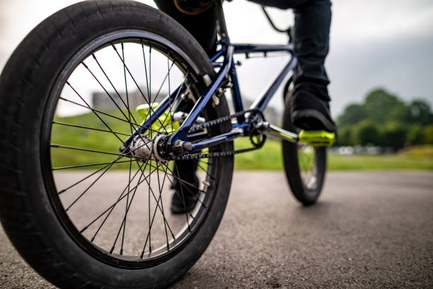 istock Man`s legs on the bmx bicycle 1163967872