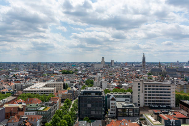 istock Cityscape, old Belgian city Antwerpen, view from above 1163969288