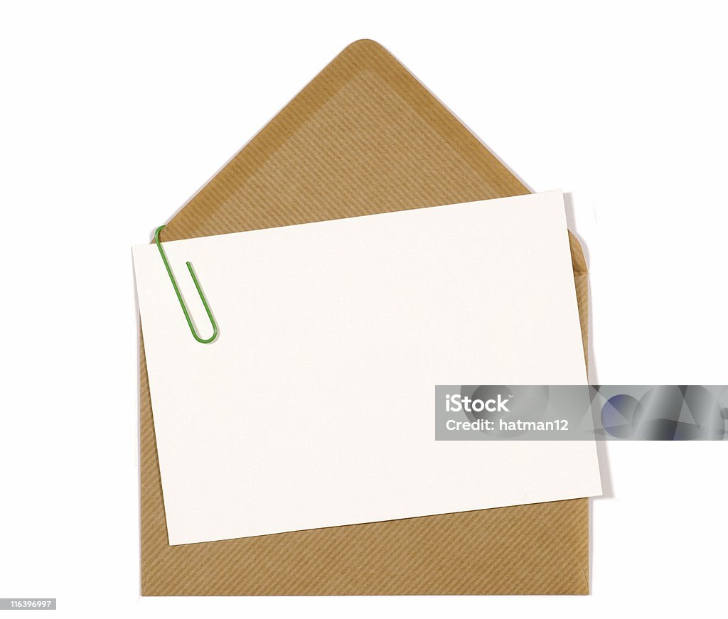 Mensagem em branco cartão com envelope marrom - Foto de stock de Aberto royalty-free