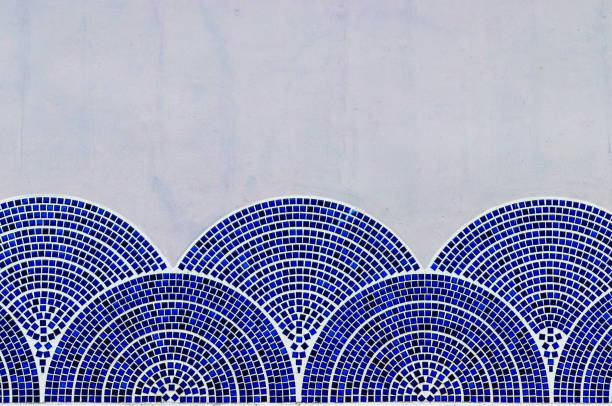 istock geometric blue wave mosaic tiles on blank concrete wall 1163970614