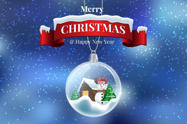 istock Crystal ball, snowball with snowy Christmas tree, spruce inside, falling snow, realistic holiday decoration, vector illustration 1163971292