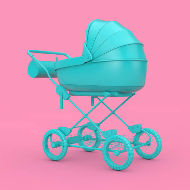 istock Blue Modern Baby Carriage, Stroller, Pram Mock Up. 3d Rendering 1163971643