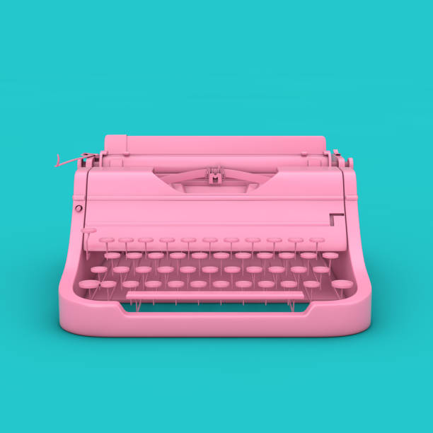 istock Old Vintage Retro Pink Typewriter in Duotone Style. 3d Rendering 1163971722