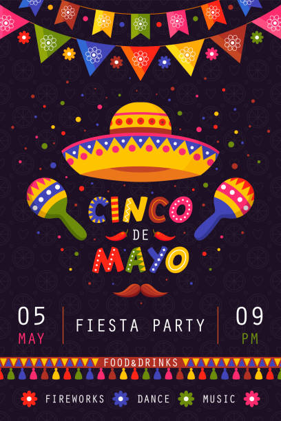 plakat cinco de mayo, tradycyjne meksykańskie święto - cinco de mayo stock illustrations