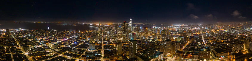 San Francisco Skyline at Night Aerial