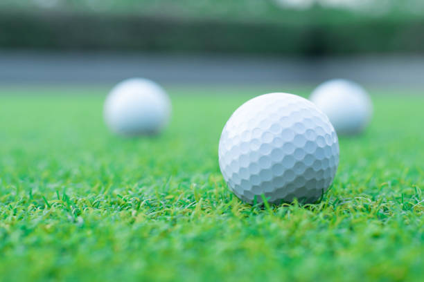 istock a group of golf ball on green grass 1163974985