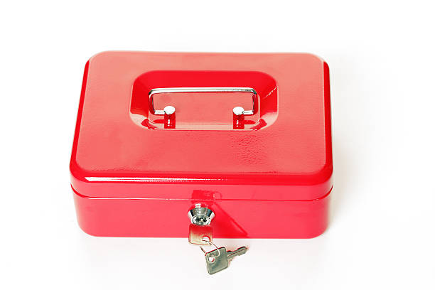 istock Red Metal Money box with keys 116397610