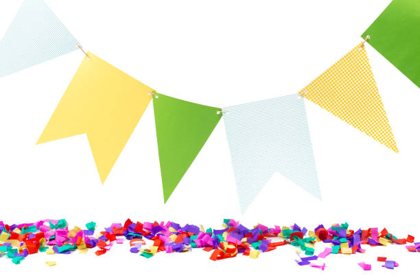 istock Colorful paper bunting party flags isolated on white background 1163976324