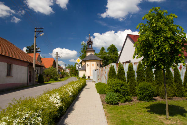istock Rural houses and large barns in the fields 1163977684