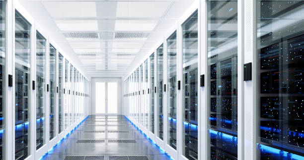 Data server rack center. Backup cloud service. stock photo