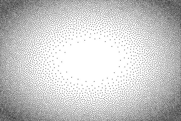 Stippled vector texture gradient background - Black dots on white background Stippled vector texture gradient background - Black dots on white background picture frame frame ellipse black stock illustrations