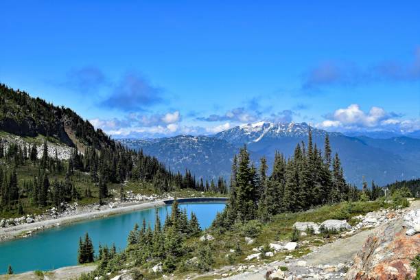 Pur blue lake in Whistler Mountains, Whistler, British Columbia, Canada stock photo