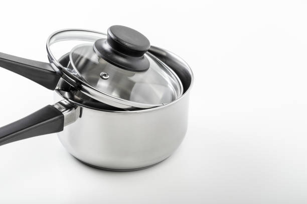 istock Steel saucepan isolated on white background 1163983723