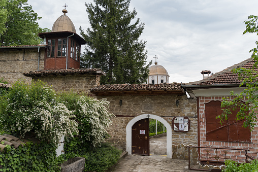 Arbanasi, Bulgaria - 8 may, 2019:  Gate of St. Nicholas Convent in Arbanasi near Veliko Tarnovo, Bulgaria