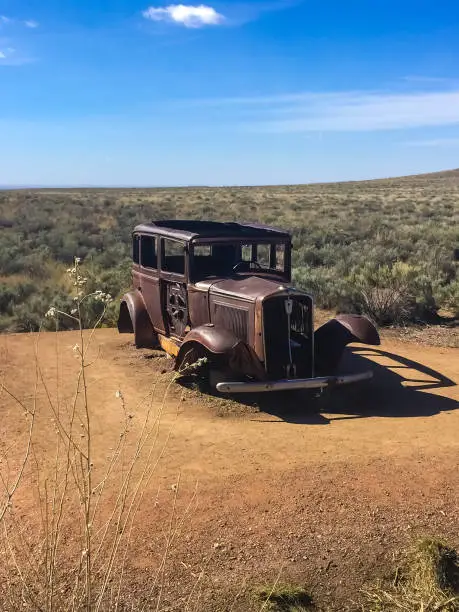 1932 Studebaker in Petrified Forest National Park on Route 66 in Arizona