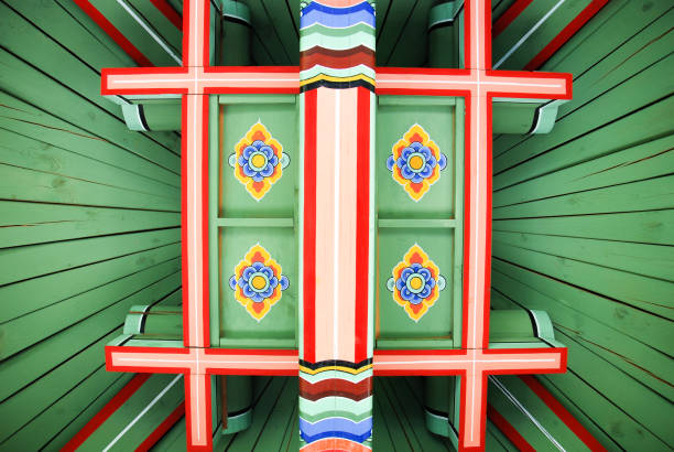 Abstract view of Korean temple roof.