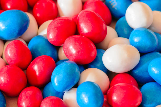 istock Red, white and blue sugar coated sweets 1163985475