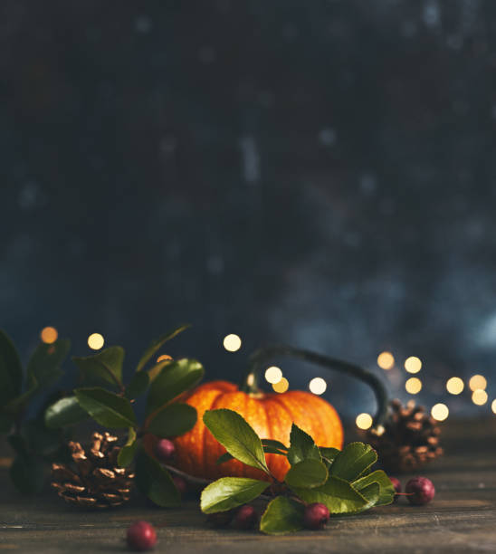 Thanksgiving Still Life with Miniature Pumpkin and Berries