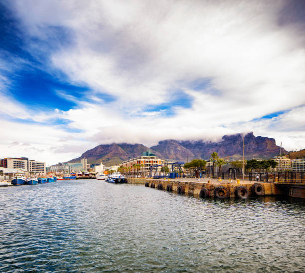 istock Cape Town Victoria and Albert waterfront pier angle view with cloudy sky 1163987449