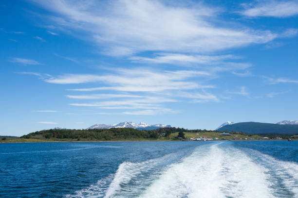 istock Harberton village from Beagle channel, Argentina landscape 1163987788