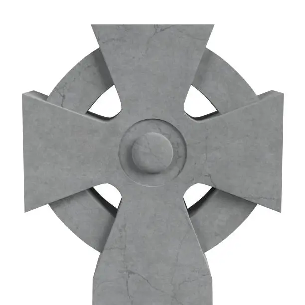 3D rendering illustration of a celtic cross gravestone