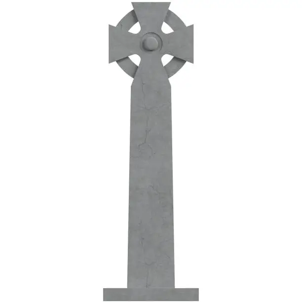 3D rendering illustration of a celtic cross gravestone