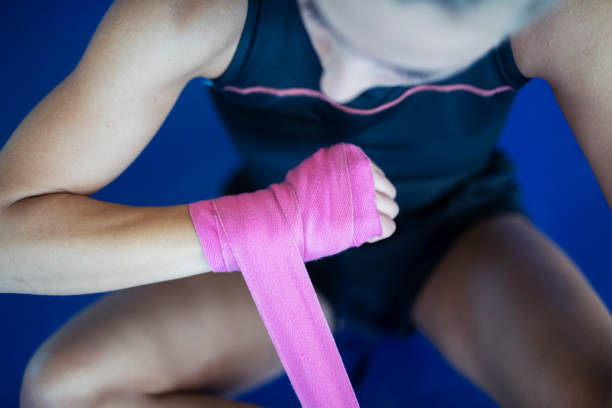 istock Woman boxer preparing for fight. 1163995232