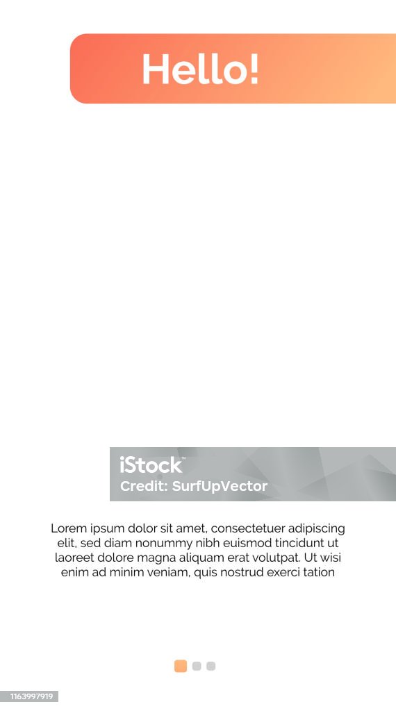 Simple Hello Pages Hello Page Mockup For Mobile Interface Template With Right Orang Stock ...