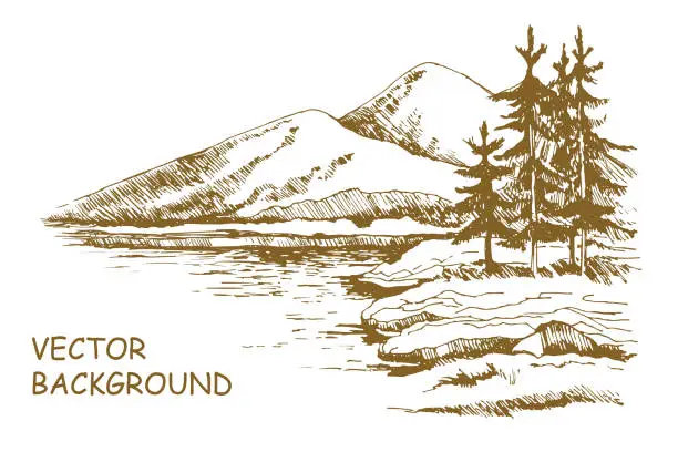 Vector illustration of Landscape sketch Alaska background