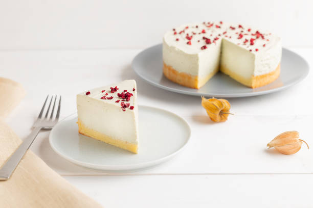 istock Matcha green tea cheesecake on white background 1164000546
