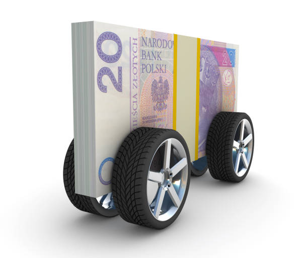istock Car Wheels Zloty Bills 1164005144